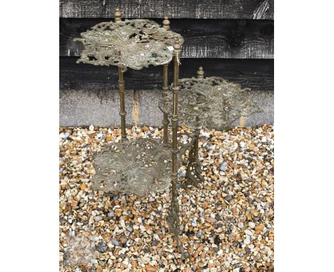A vintage brass three-tier plant stand cast with butterflies to/w a large pair of deer antlers (2) 