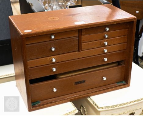 A Union tool chest of eight drawers, containing a quantity of drawing instruments, including Rotring pens, scale rulers, comp