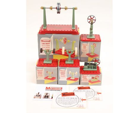 Mamod: A collection of assorted boxed Mamod Machine Tool Accessories to include: Line Shaft, Power Press, Power Hammer, Polis