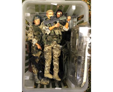 Dragon: A collection of three Dragon Army Soldier figures together with various accessories. (Q)