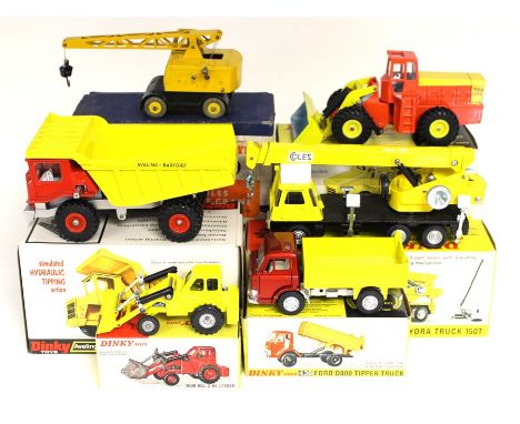 Dinky: A collection of six boxed Dinky vehicles to comprise: Aveling-Barford Dump Truck, 924, Coles Crane 571, Coles Hydra Tr