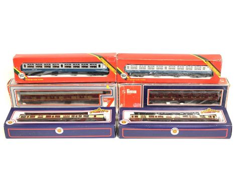 OO Gauge: A collection of six boxed OO gauge coaches to include Hornby, Lima and Bachmann examples. (6)