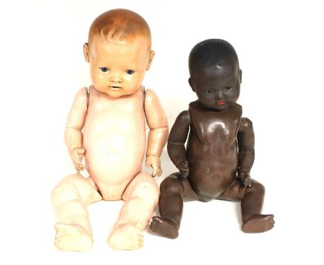 Armand Marseille: An Armand Marseille bisque head black doll, marked 'AM Germany 351 3 1/2 K' together with a Heinrich Handwe