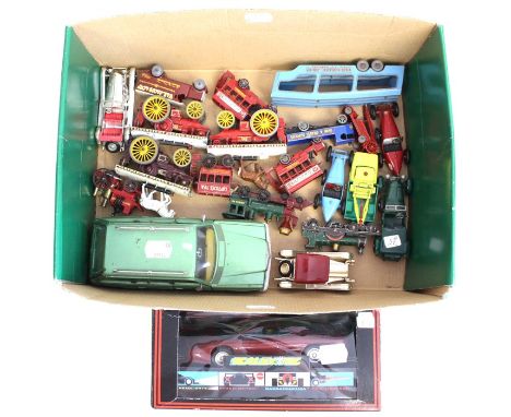 Matchbox: A collection of assorted Lesney and Matchbox vehicles, including: Fowler Showmans Engine, and 4 Ton Leyland Jacobs,