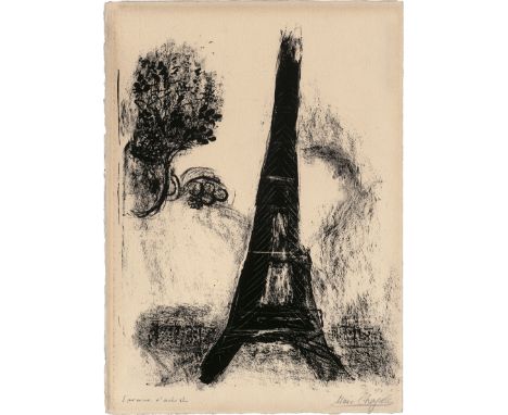 Chagall, Marc -- La Tour EiffelLithographie auf Velin. 1952.34 x 26 cm (38 x 27,4 cm).Signiert "Marc Chagall" und bezeichnet 