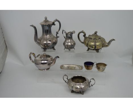 A small quantity of silver plated items to include a four-piece tea service.