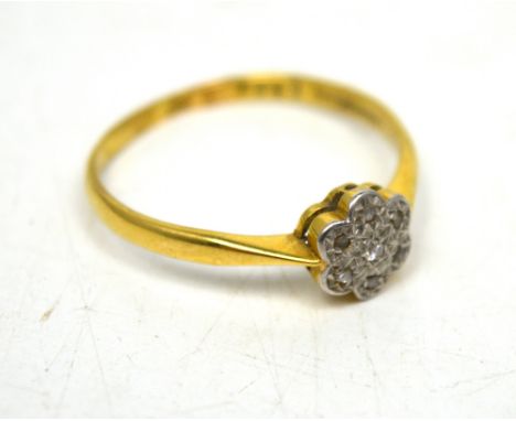 A boxed 18ct yellow gold diamond set ring, size Q, approx 2g.