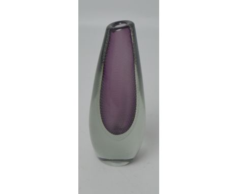 A mid-20th century Notsjo purple art glass vase, signed to base, dated 1953, height 24.5cm.