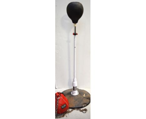 A vintage freestanding Salter punchbag and a further beanbag with stitched label inscribed 'The Gloves' (2).