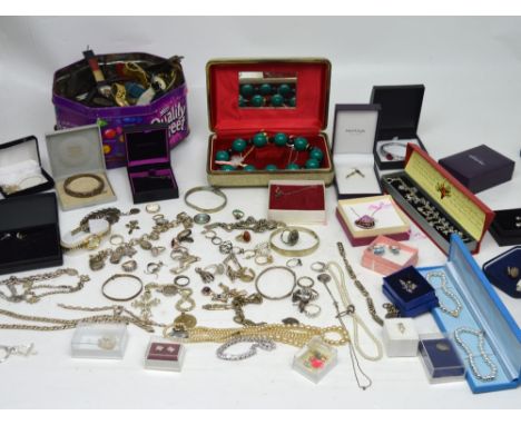 A quantity of costume jewellery, some silver, also vintage watches etc.