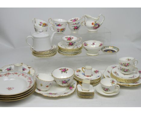 A large quantity of tea and dinnerware to include hand painted Hammersley and H & H etc.
