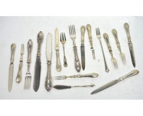 A part set of ten pieces of Victorian silver and silver bound flatware, James Deacon & Sons, Sheffield 1901, a hallmarked sil