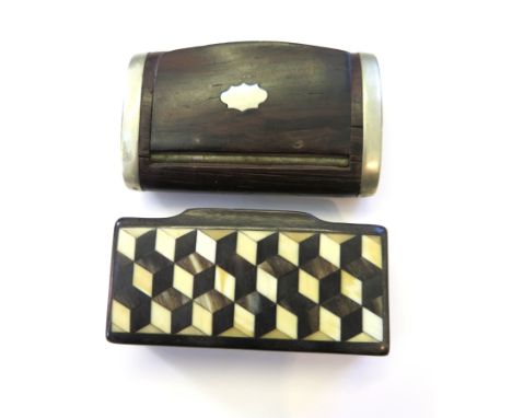 A papier mache snuff box and another