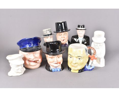 Mid 20th Century Winston Churchill toby/Character jugs, comprising Copeland Spode cream glazed toby jug, a Shorter &amp; Son 