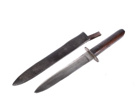 A WWI Austrian-Hungarian fighting knife, marked with a capital 'R' to the single edged 17.5cm long blade, straight guard with