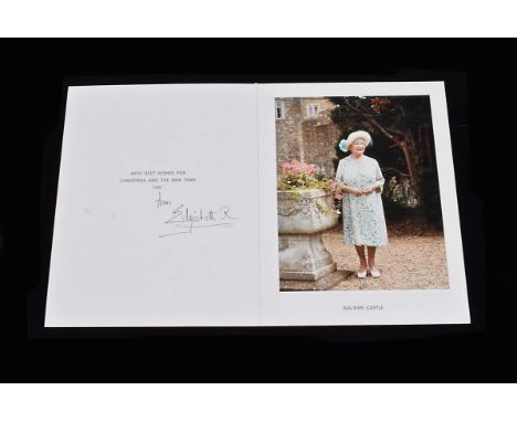 HM Queen Elizabeth The Queen Mother signed Christmas card 1991, signed in black ink 'from Elizabeth R', with mounted colour p