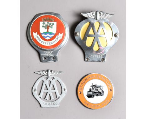 Car Badges,  pre-war flat AA badge, 62250G, overpainted with modern/replica badges - bow-front AA, back repainted, sans-serif