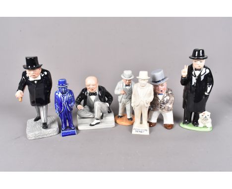 A group of ceramic Churchill figures, comprising Bairstow Manor Pottery No.1 from Political Cartoon Drawing 1926 28/100, A Ma