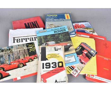 An extensive collection of automobile manuals, including Mini, Toyota, Rover etc, together with a large collection of Car Clu