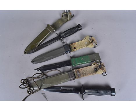 A West German Military Utility knife, together with a  US M4 bayonet, with US M4, plus a Japanese military knife, within a US