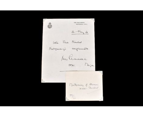 Field Marshal Bernard Law Montgomery. 1st Viscount Montgomery of Alamein. KG. GCB. DSO. PC. DL, (1887-1976) signed piece of c