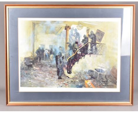 A David Shepherd Limited Edition print, entitled ' 16 Princes Gate, 5th May 1980, The final scene, as the last of the Terrori