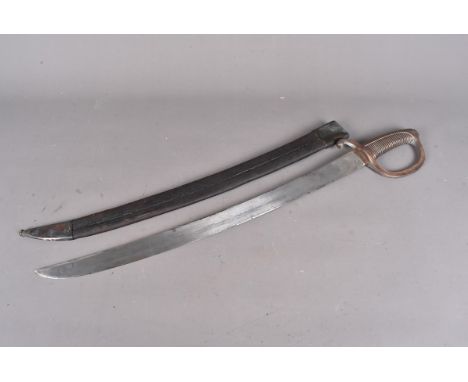 A 19th Century French Briquet sabre by Remsch, with a single piece brass handle, with ribbed grip, the single edged blade app