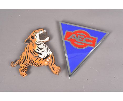 AEC and Leyland Bus Badges, A fine chrome-finished post-war AEC triangle badge approx 7" high, VG, chrome and enamel all good