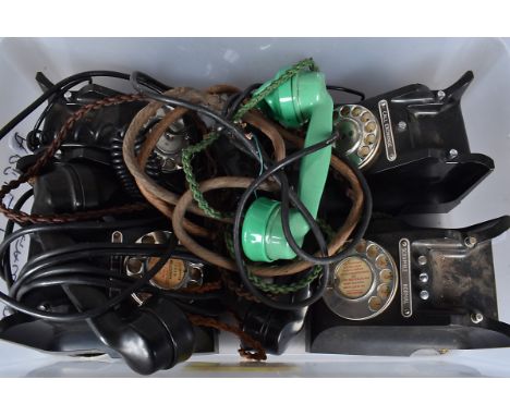 A group of vintage black plastic rotary telephones, complete with receivers (parcel)