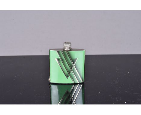 A Thorens Matchlite Striker lighter, with two tone green lacquered body, with chrome highlights, in the Art Deco design of ar