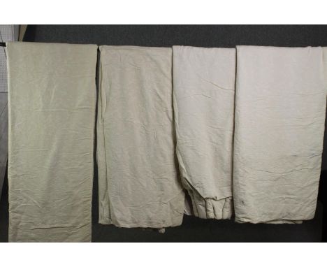 Two pairs of fully lined embroidered curtains. L.220 W.120cm. (each).