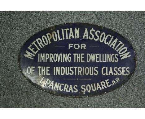 A 19th century enamel building plaque. H.38 W.61cm. 