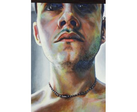 A framed oil on canvas, portrait study, unsigned. H.80 W.79cm. 
