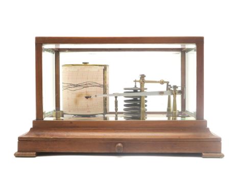 A BAROGRAPH BY WHYTE THOMSON &amp; Co., GLASGOW Housed in a glazed case with bevelled panes, the plinth base with frieze draw