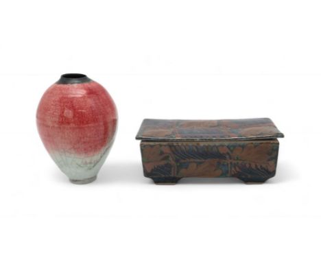 EDDIE CURTIS (b.1953) a porcelain vase from the 'Nagano Mountain' series, of tapering form, covered in copper red glaze with 