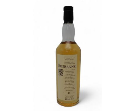 ROSEBANK FLORA & FAUNA One bottle of Rosebank Lowland Single Malt Scotch Whisky, Aged 12 years, 43% vol 70cl with carton Cond