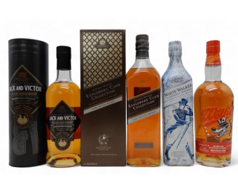 SCOTCH WHISKY One bottle of Johnnie Walker Explorer's Club The Spice Road blended Scotch whisky 1L e 40% vol with cartonOne b