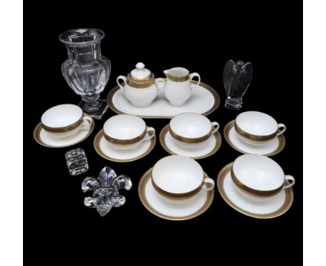A COLLECTION OF BACCARAT GLASS  including an urn vase etched to base Musee des Cristalleries de Baccarat, 22cm high, an angel