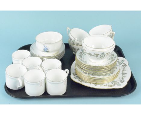 Minton Adam pattern part tea set, five cups and saucers, five side plates, sandwich plate and sugar bowl plus a Royal Doulton