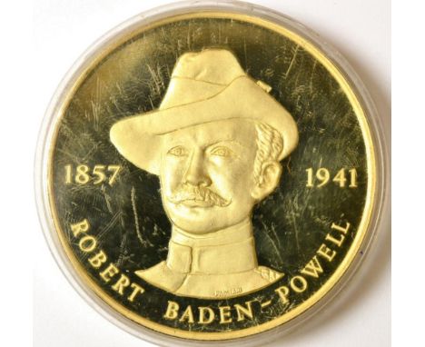 Anglo-Boar War commemorative proof medal, struck in 18ct gold, 45g, Robert Baden-Powell (1857-1941). A few light finger marks