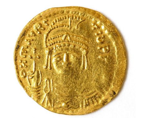 Byzantine Empire, Gold Solidus of Maurice Tiberius (AD582 - 602), 4.35g, .986 gold (tested &amp; verified); obv. D. N. mAVRC.