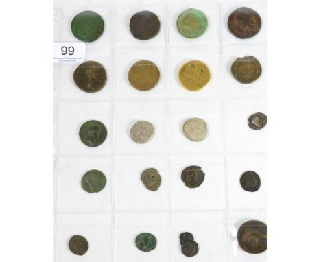 A Collection of 21 x Roman Imperial Coins including: Trajan: 4 x brass sestertii: (1) rev. IMPERATOR VIII S C  Trajan seated 