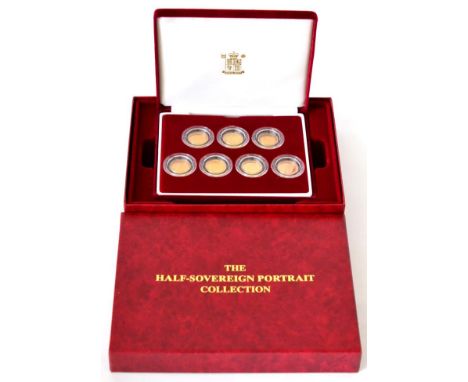 British Gold 'Portrait Collection' of Half sovereigns (7), 1876, 1892, 1898, 1904, 1918, 1982 and 2001. Mixed grades, fine to