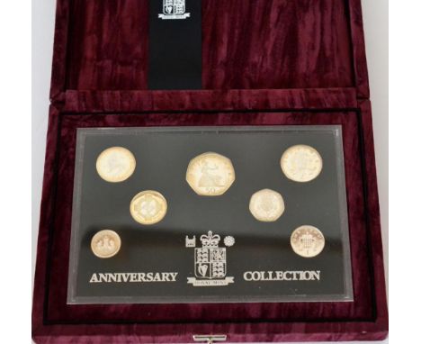 Commemorative Silver Proof Set 1996 '25th Anniversary of Decimalisation,' 7 coins 1p - £1, with cert, in CofI, some light per