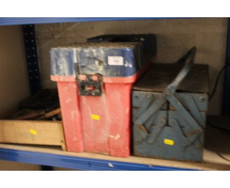 TWO TOOL BOXES AND CONTENTS TOGETHER WITH A DRAWER OF TOOLS