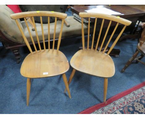 A PAIR OF BLONDE  ERCOL STICK CHAIRS