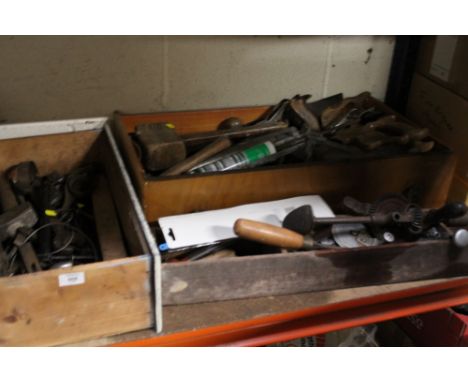 THREE BOXES OF ASSORTED TOOLS TO INCLUDE WOODWORKING