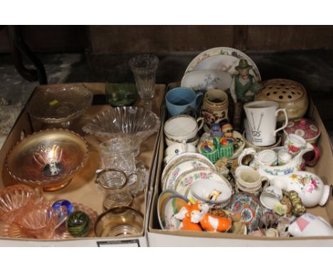 TWO TRAYS OF CERAMIC AND GLASS 