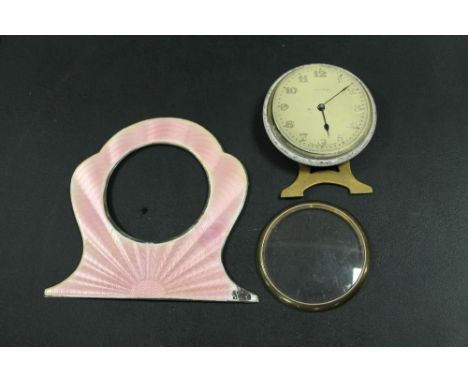 A VINTAGE GUILLOCHE ENAMEL DESK CLOCK A/F