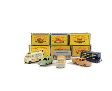 Matchbox Lesney 1-75 Series Commercial Vehicles, 29a Bedford Milk Van, MW, 47b Commer Ice Cream Van, cream body, BPW, 50a Com